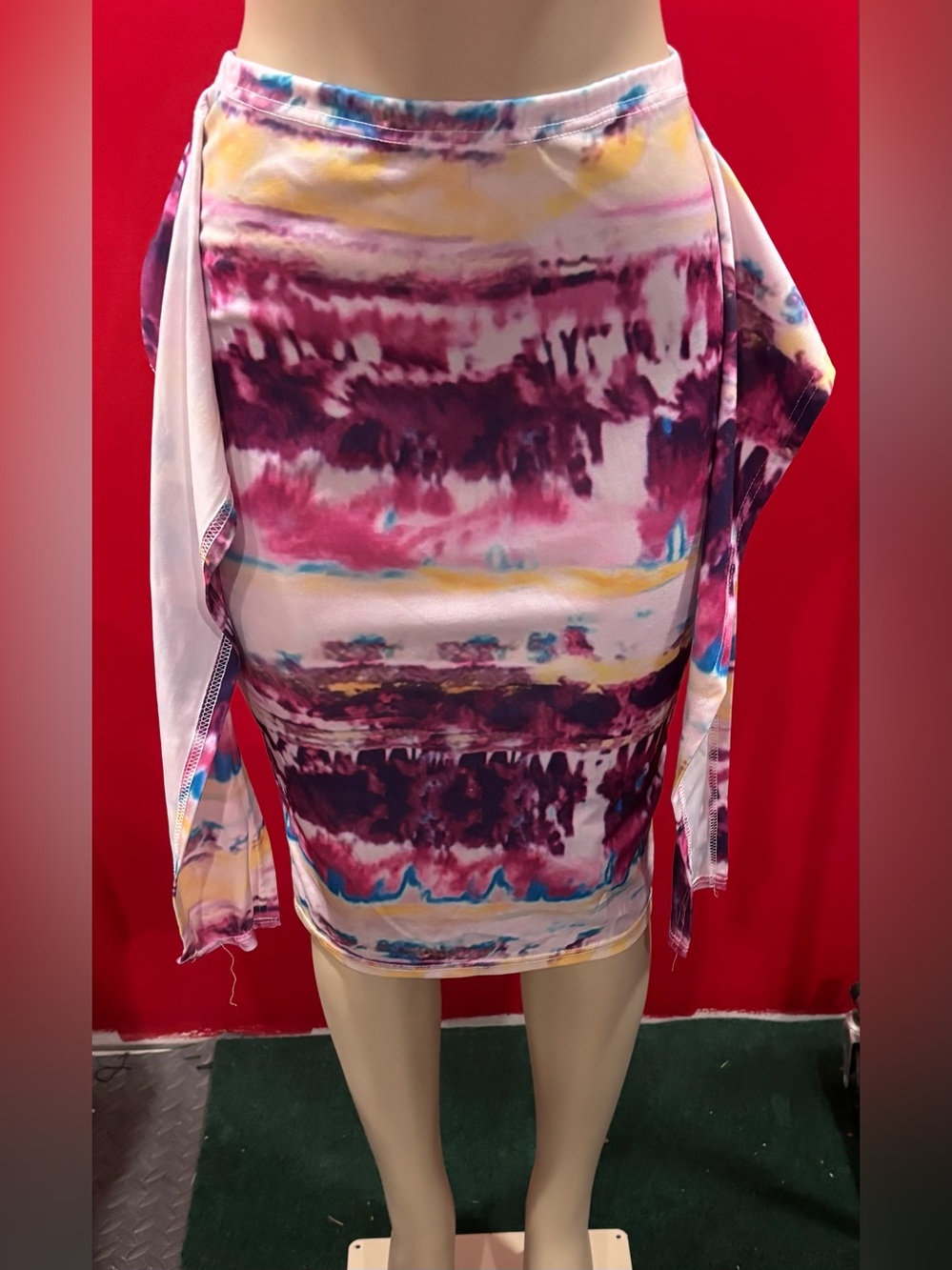 SHEIN Multicolor Tie-Dye Pencil Skirt - Pink, Purple, Yellow, Blue
